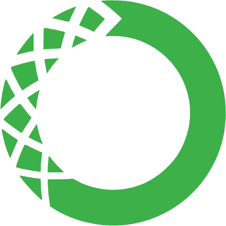 Aquion green circular logo with geometric mosaic pattern on left side forming a stylized globe or ring shape