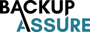 Backup Assure logo with bold black text and teal accent on the letter A in Assure