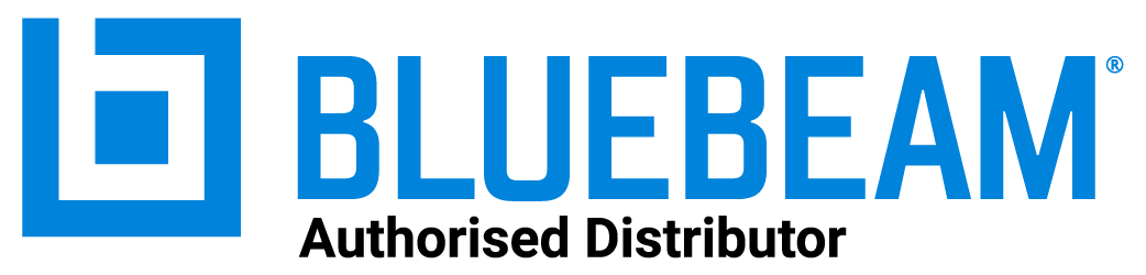 Bluebeam Authorised Distributor logo in blue and black on white background