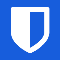 Bitwarden shield logo icon in white on a blue background, representing password management security
