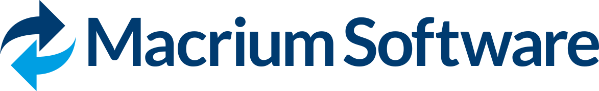 Macrium Software logo with blue circular arrows icon and bold navy text on white background