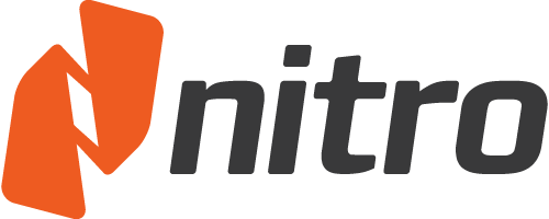 Nitro logo featuring an orange stylized N icon and bold dark gray lowercase wordmark "nitro"